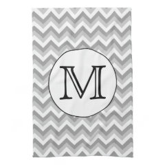 Your Letter. Gray Zigzag Pattern Monogram. Hand Towel