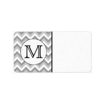 Your Letter. Gray Zigzag Pattern Monogram. Personalized Address Labels