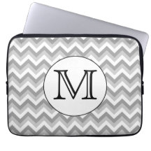 Your Letter. Gray Zigzag Pattern Monogram. Computer Sleeve