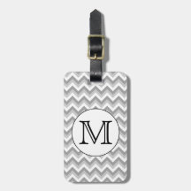 Your Letter. Gray Zigzag Pattern Monogram. Tag For Luggage