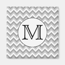 Your Letter. Gray Zigzag Pattern Monogram. Magnet