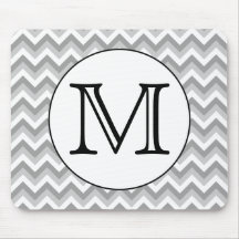 Your Letter. Gray Zigzag Pattern Monogram. Mouse Pad