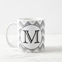 Your Letter. Gray Zigzag Pattern Monogram. Coffee Mug