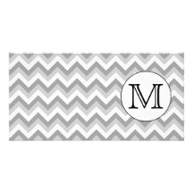 Your Letter. Gray Zigzag Pattern Monogram. Photo Card Template