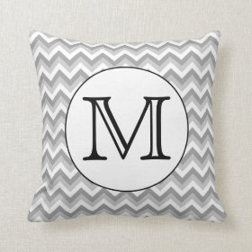 Your Letter. Gray Zigzag Pattern Monogram. Pillows