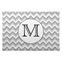 Your Letter. Gray Zigzag Pattern Monogram. Placemat