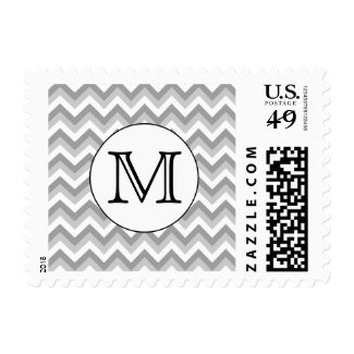 Your Letter. Gray Zigzag Pattern Monogram. Postage