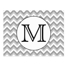 Your Letter. Gray Zigzag Pattern Monogram. Post Cards