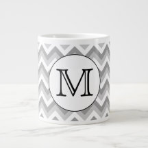 Your Letter. Gray Zigzag Pattern Monogram. Jumbo Mugs