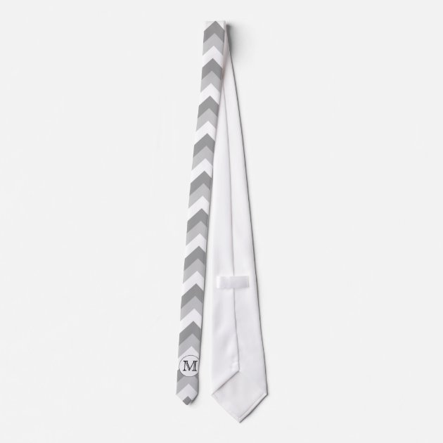 Your Letter. Gray Zigzag Pattern Monogram. Tie-2