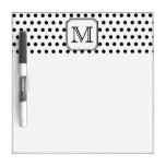 Your Letter Monogram. Black and White Polka Dots. Dry-Erase Whiteboard
