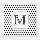 Your Letter Monogram. Black and White Polka Dots. Magnet
