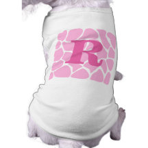 Your Letter Monogram. Custom. Pink Giraffe Pattern Dog Tee