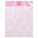 Your Letter Monogram. Custom. Pink Giraffe Pattern Letterhead Template
