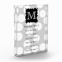 Your Letter, Monogram. Dots with Black Splat. Acrylic Award