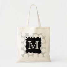 Your Letter, Monogram. Dots with Black Splat. Bags