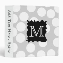 Your Letter, Monogram. Dots with Black Splat. Vinyl Binders