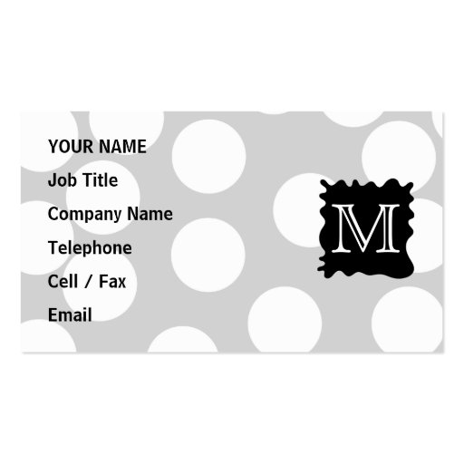 Your Letter, Monogram. Dots with Black Splat. Business Cards (front side)