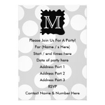 Your Letter, Monogram. Dots with Black Splat. Card
