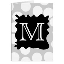 Your Letter, Monogram. Dots with Black Splat. Card