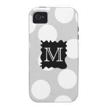 Your Letter, Monogram. Dots with Black Splat. iPhone 4/4S Covers