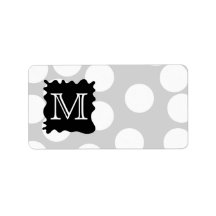 Your Letter, Monogram. Dots with Black Splat. Personalized Address Labels