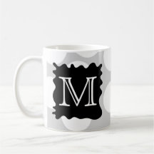 Your Letter, Monogram. Dots with Black Splat. Mugs