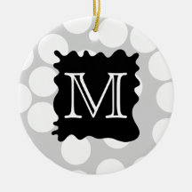 Your Letter, Monogram. Dots with Black Splat. Ornament