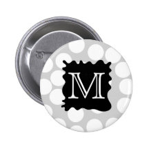 Your Letter, Monogram. Dots with Black Splat. Pins