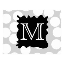 Your Letter, Monogram. Dots with Black Splat. Postcards