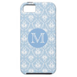 Your Letter, Monogram. Pale Blue Damask Pattern. iPhone 5 Cases