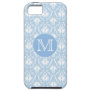 Your Letter, Monogram. Pale Blue Damask Pattern. iPhone 5 Cases