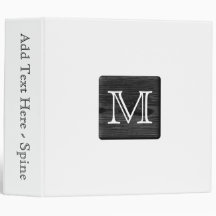 Your Letter Monogram. Picture of Black Wood. Vinyl Binders