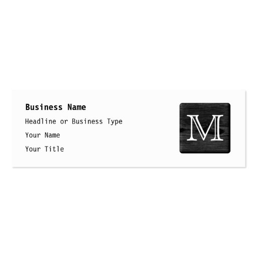 Your Letter Monogram. Picture of Black Wood. Business Card Templates (front side)