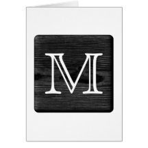 Your Letter Monogram. Picture of Black Wood. Card