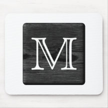 Your Letter Monogram. Picture of Black Wood. Mousepad