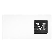 Your Letter Monogram. Picture of Black Wood. Personalized Photo Card