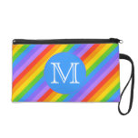 Your Letter, Rainbow Stripes Monogram. Wristlet Clutches