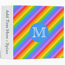 Your Letter, Rainbow Stripes Monogram. 3 Ring Binders