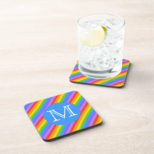 Your Letter, Rainbow Stripes Monogram. Coasters