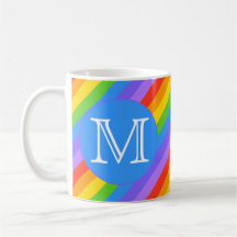 Your Letter, Rainbow Stripes Monogram. Coffee Mug