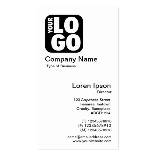Your Logo - White Business Card (front side)