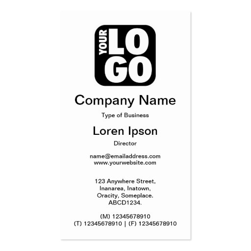 Your Logo - White Business Cards (front side)