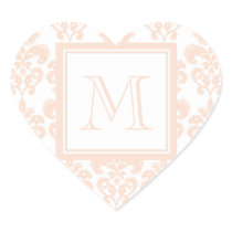 Your Monogram, Flesh Pink Damask Pattern 2 Sticker