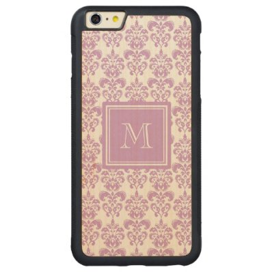 Your Monogram, Purple Damask Pattern 2 Carved® Maple iPhone 6 Plus Bumper