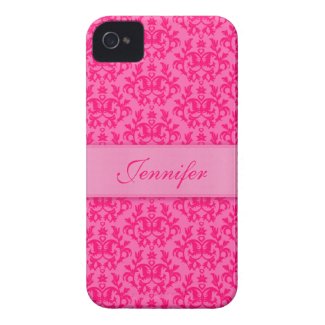 &quot;Your name&quot; damask hot pink iphone 4S barely case Iphone 4 Case