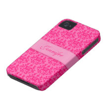 "Your name" damask hot pink iphone 4S barely case iPhone 4 Case