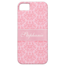 "Your name" damask light pink iphone 5 case