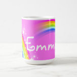 "Your name" girls rainbow light pink mug