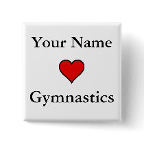 (Your Name) Hearts Gymnastics buttons